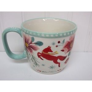 Pioneer Woman Christmas Holiday Mugs Festive Forrest Fox 2Pc Set Stoneware Cups